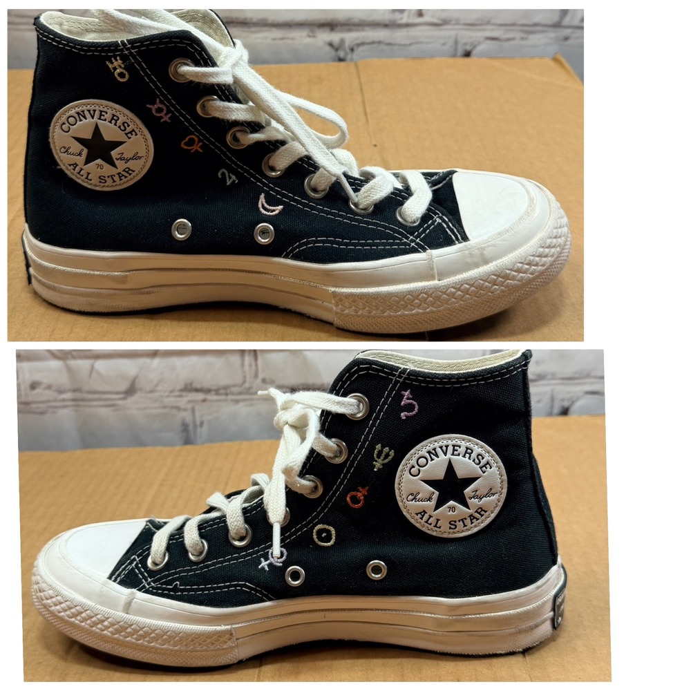 Converse Chuck 70 Hi Women 6.5 Black Moon Phase Celestial Embroidered A03738C - Picture 16 of 16